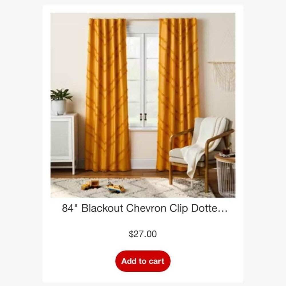 (4 Panels) 84" Blackout Chevron Clip Dotted Overlay Panel Yellow - Pillowfort